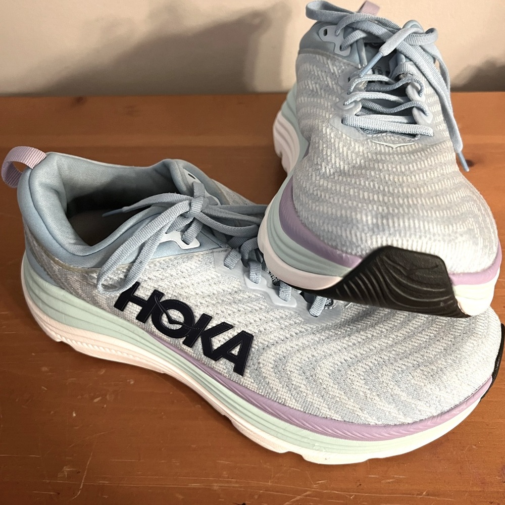Hoka Blue and Purple Athletic Shoes with Chunky Midsole